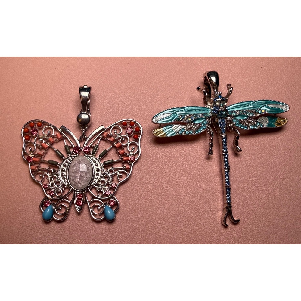 RMN Dragonfly Butterfly Magnetic Enhancer Pendant Lot Rhinestone Museum Set Lot
